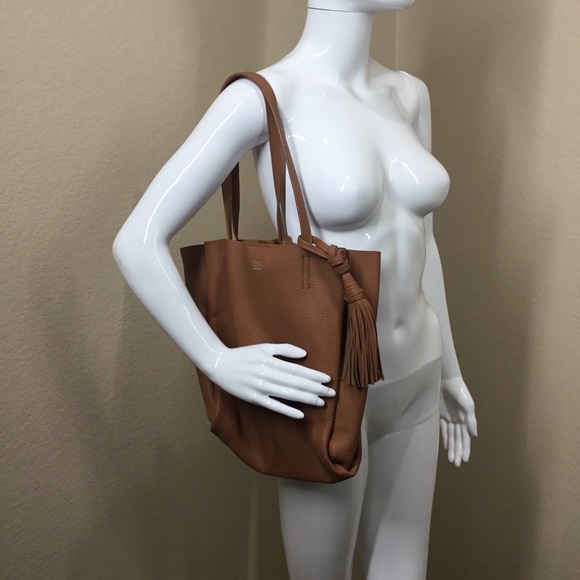 Vince Camuto Brown Pebbled Leather Tassel Bag - Picture 7 of 8